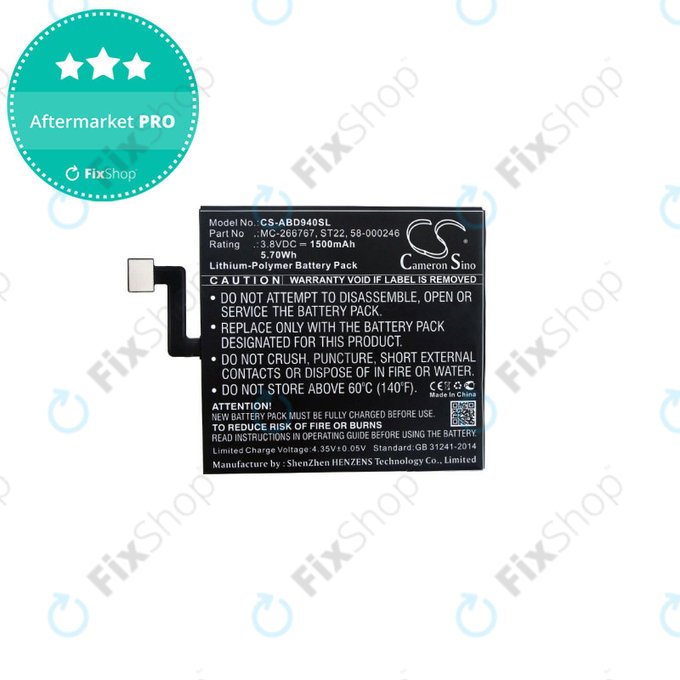 Baterie pro Amazon Kindle Paperwhite 4 (2018), 1500mAh, Li-Pol, 3.8V, ST22, HQ