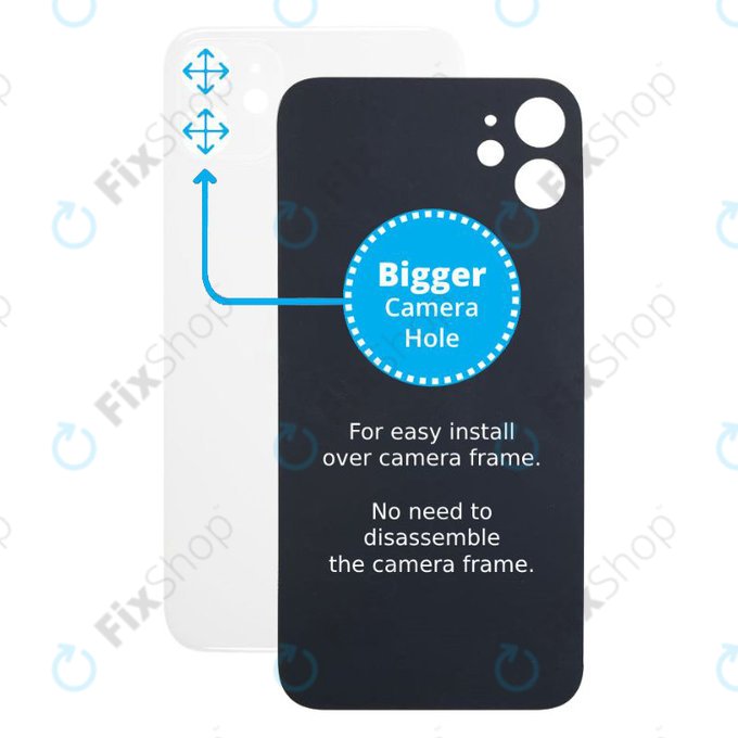 Apple iPhone 11 - Sklo Zadního Housingu se Zvětšeným Otvorem na Kameru (White)
