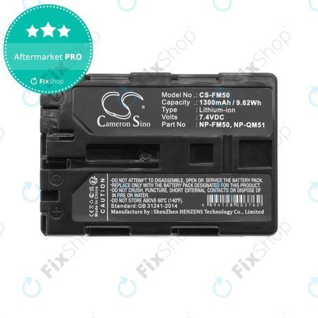 Baterie pro Sony CCD-TR108, Cyber-shot DSC-S50, 1300mAh, Li-Ion, 7.4V, NP-QM51, HQ