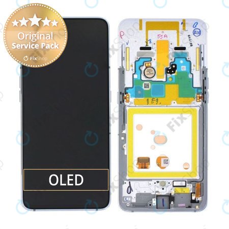 Samsung Galaxy A80 A805F - LCD Displej + Dotykové Sklo + Rám (Ghost White) - GH82-20348B, GH82-20390B, GH82-20368B Genuine Service Pack