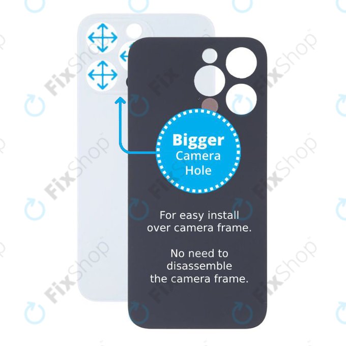 Apple iPhone 13 Pro - Sklo Zadního Housingu se Zvětšeným Otvorem na Kameru (Silver)