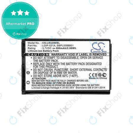 Baterie pro LG T500, 800mAh, Li-Ion, 3.7V, LGIP-531A, HQ