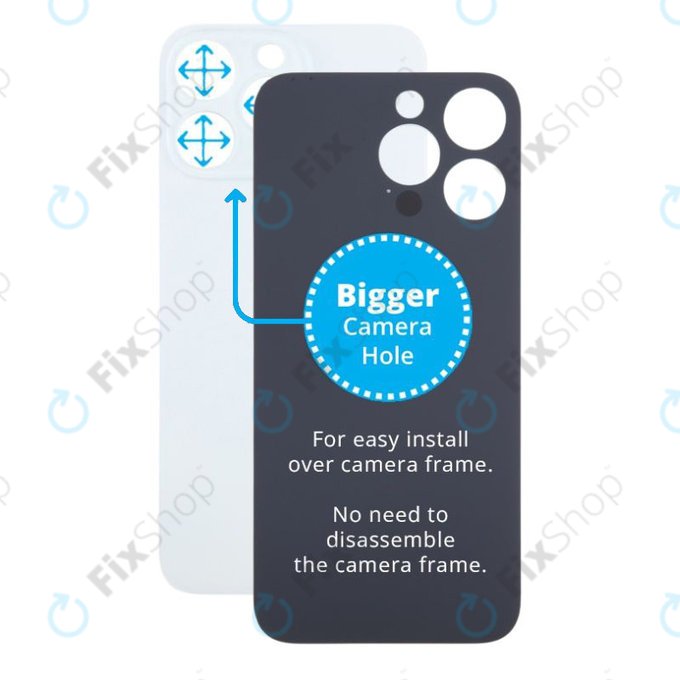 Apple iPhone 15 Pro Max - Sklo Zadního Housingu se Zvětšeným Otvorem na Kameru (White Titanium)