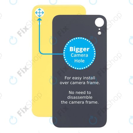 Apple iPhone XR - Sklo Zadního Housingu se Zvětšeným Otvorem na Kameru (Yellow)