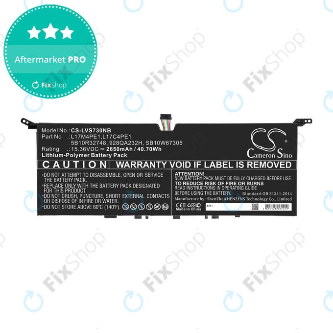 Baterie pro Lenovo IdeaPad 730-13, 2650mAh, Li-Pol, 15.36V, 5B10R32748, HQ
