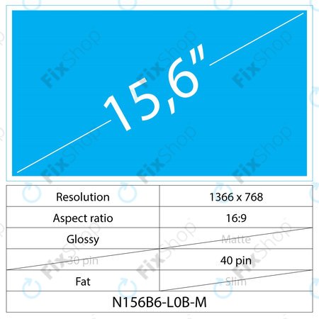 15.6 LCD Fat Matný 40 pin HD