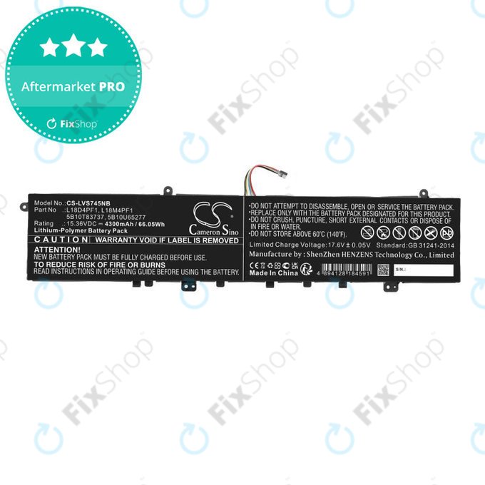 Baterie pro Lenovo Yoga, 4300mAh, Li-Pol, 15.36V, L18D4PF1, HQ