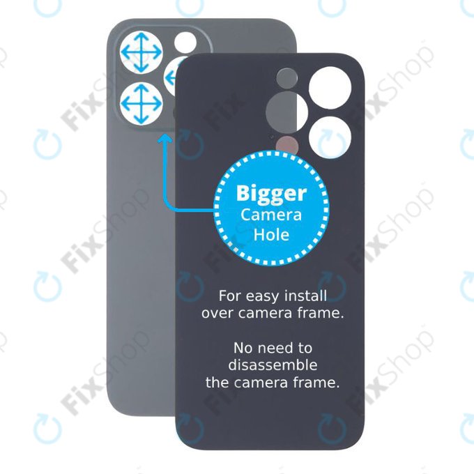 Apple iPhone 13 Pro - Sklo Zadního Housingu se Zvětšeným Otvorem na Kameru (Graphite)