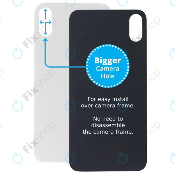 Apple iPhone XS Max - Sklo Zadního Housingu se Zvětšeným Otvorem na Kameru (Silver)