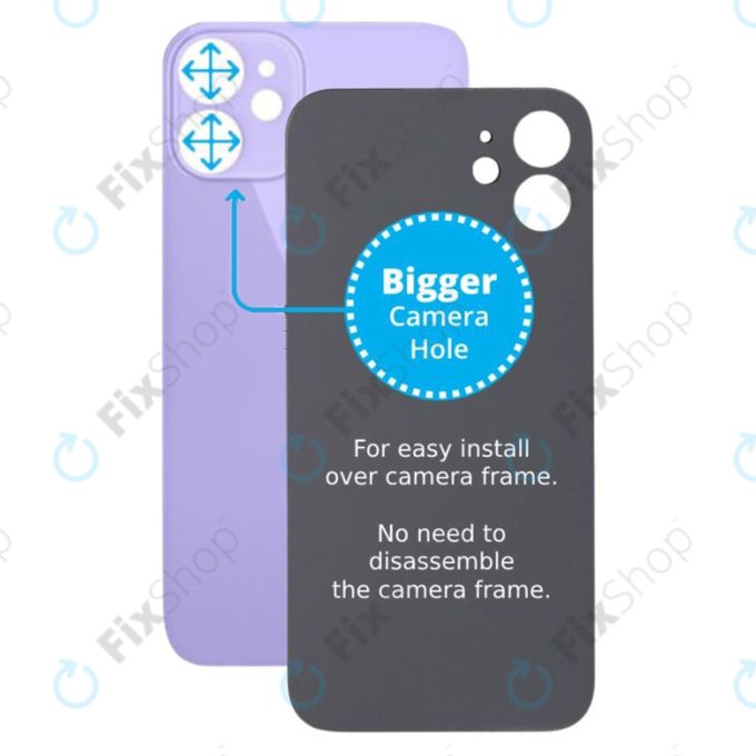 Apple iPhone 12 Mini - Sklo Zadního Housingu se Zvětšeným Otvorem na Kameru (Purple)