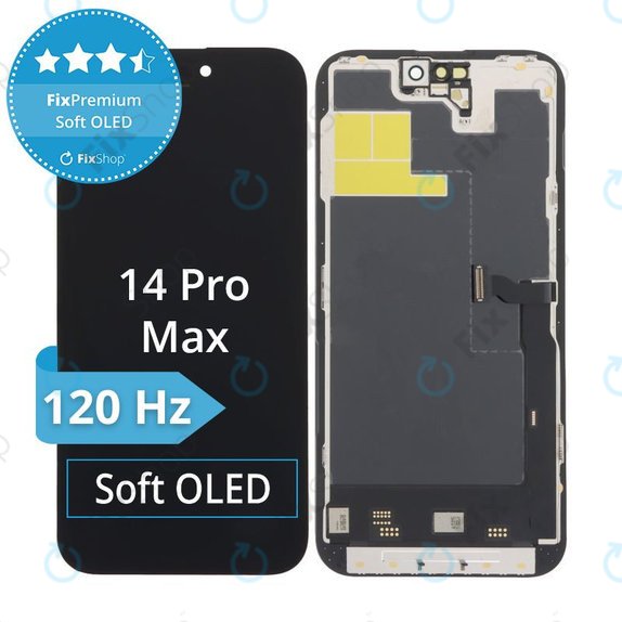 Displej Soft OLED 120Hz pro iPhone 14 Pro Max, Dotykové sklo s rámem, FixPremium