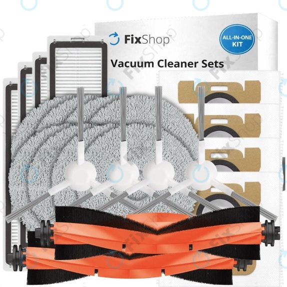 Sada náhradních dílů pro Xiaomi Robot Vacuum X10 (2x Hlavní kartáče, 4x Filtry, 4x Boční kartáče, 4x Mopovací utěrky, 4x Prachové sáčky)
