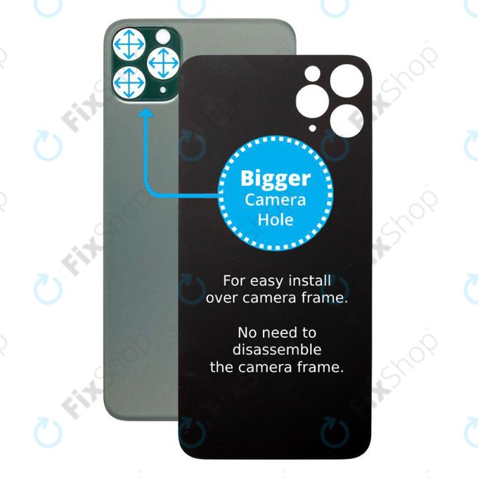 Apple iPhone 11 Pro - Sklo Zadního Housingu se Zvětšeným Otvorem na Kameru (Green)