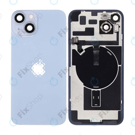 Apple iPhone 14 Plus - Sklo Zadního Housingu + Sklíčko Kamery + Kovová Destička + Magsafe Magnet (Blue)