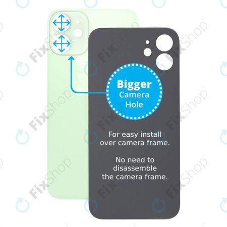 Apple iPhone 12 Mini - Sklo Zadního Housingu se Zvětšeným Otvorem na Kameru (Green)