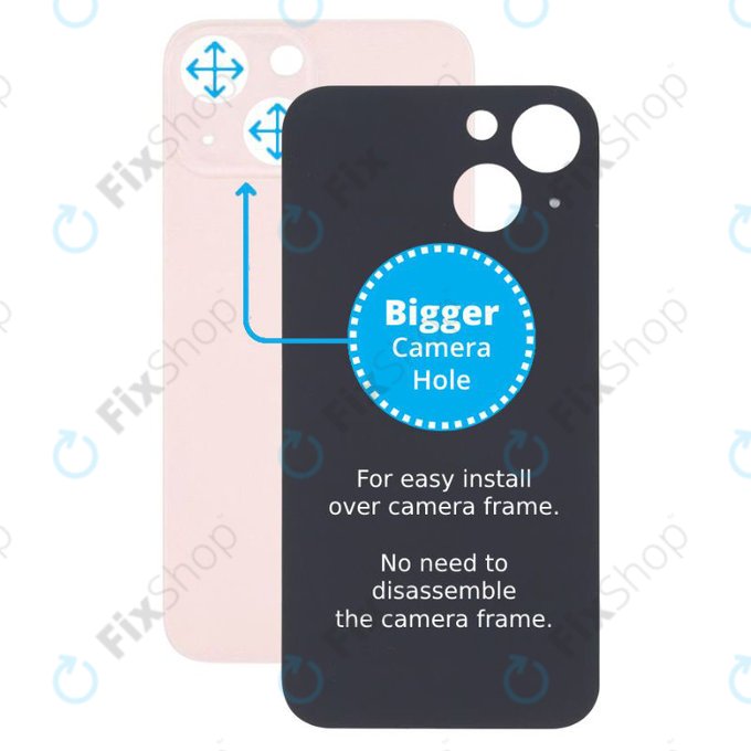 Apple iPhone 13 Mini - Sklo Zadního Housingu se Zvětšeným Otvorem na Kameru (Pink)