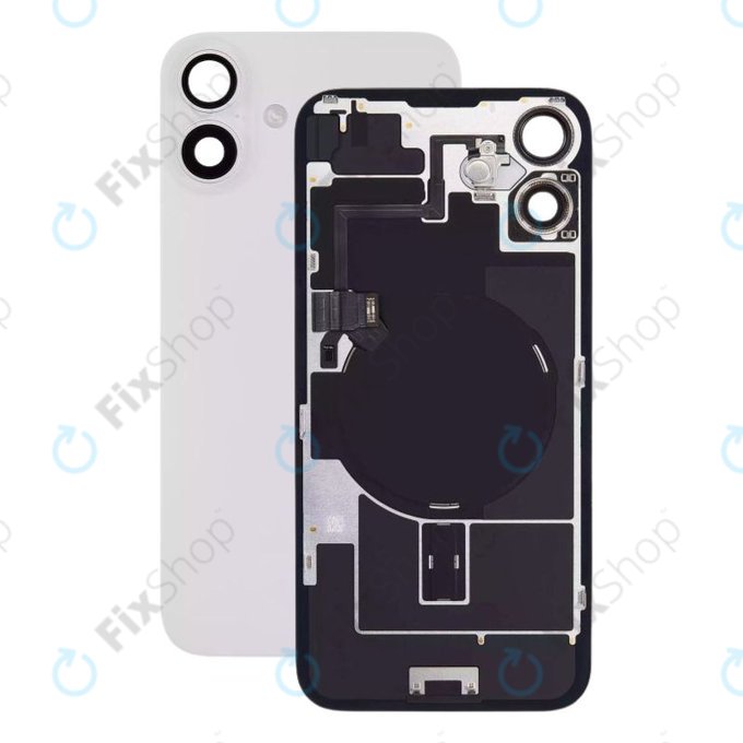 Apple iPhone 16 Plus - Sklo Zadního Housingu + Sklíčko Kamery + Kovová Destička + Magsafe Magnet (White)