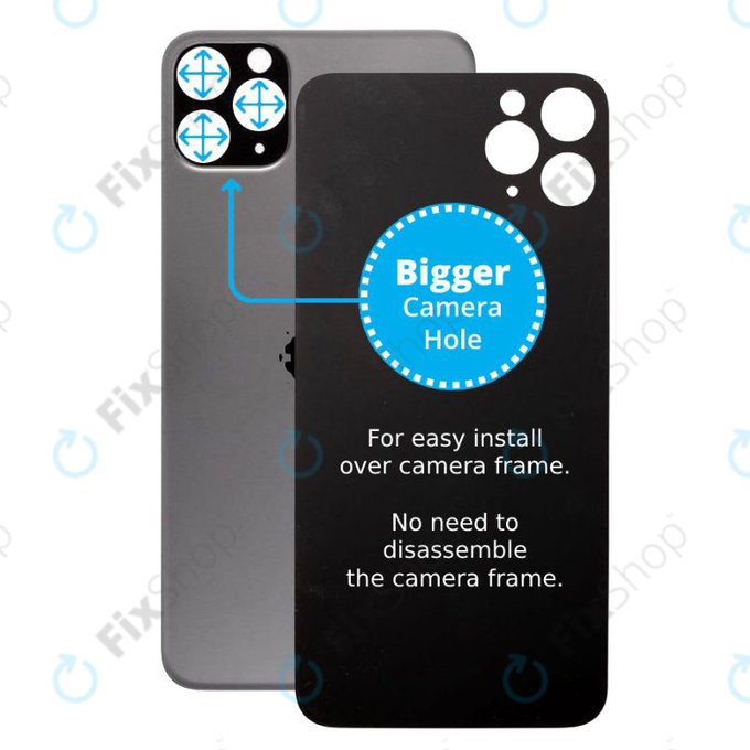 Apple iPhone 11 Pro - Sklo Zadního Housingu se Zvětšeným Otvorem na Kameru (Space Gray)