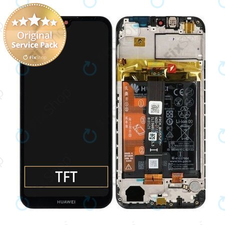 Huawei Y5 (2019) - LCD Displej + Dotykové Sklo + Rám + Baterie (Midnight Black) - 02352QNW Genuine Service Pack