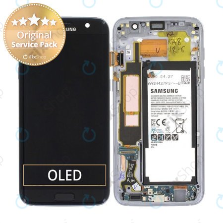 Samsung Galaxy S7 Edge G935F - LCD Displej + Dotykové Sklo + Rám + Baterie (Black) - GH82-13359A Genuine Service Pack