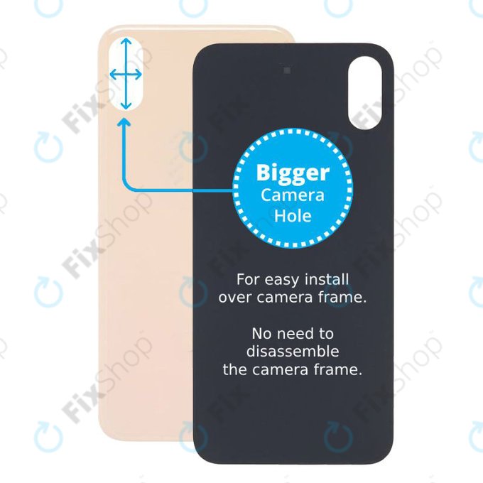 Apple iPhone XS - Sklo Zadního Housingu se Zvětšením Otvorem na Kameru (Gold)