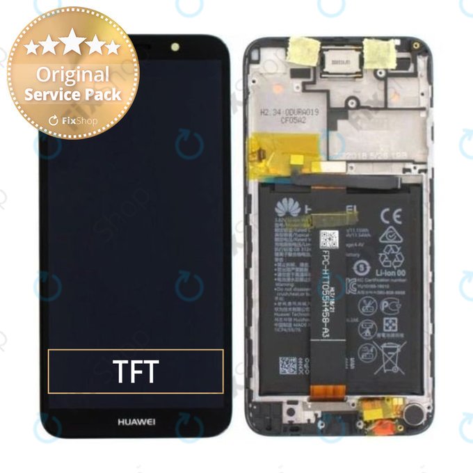 Huawei Y5 (2018), Y5 Prime (2018) - LCD Displej + Dotykové Sklo + Rám + Baterie (Black) - 02351XHU, 02352CQV