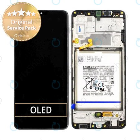 Samsung Galaxy A32 A325F - LCD Displej + Dotykové Sklo + Rám + Baterie (Awesome Black) - GH82-25611A, GH82-25612A Genuine Service Pack