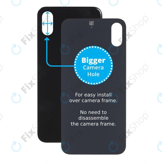 Apple iPhone XS - Sklo Zadního Housingu se Zvětšením Otvorem na Kameru (Space Gray)