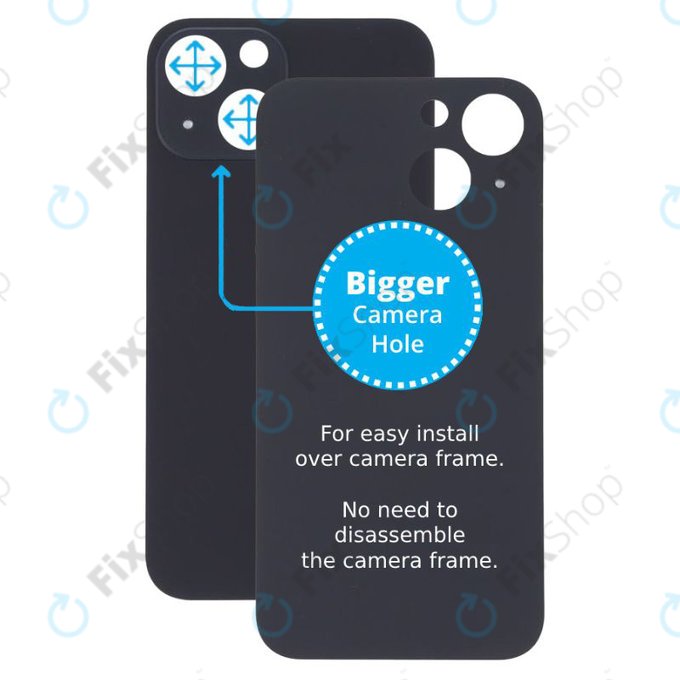 Apple iPhone 13 Mini - Sklo Zadního Housingu se Zvětšeným Otvorem na Kameru (Midnight)