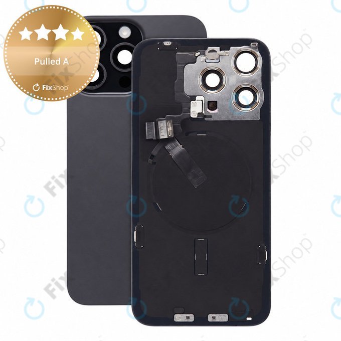 Sklo zadního housingu pro iPhone 15 Pro Max, Black Titanium, Pulled A