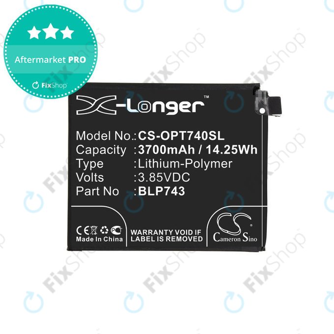 Baterie pro OnePlus 7T, 3700mAh, Li-Pol, 3.85 V, BLP743, HQ