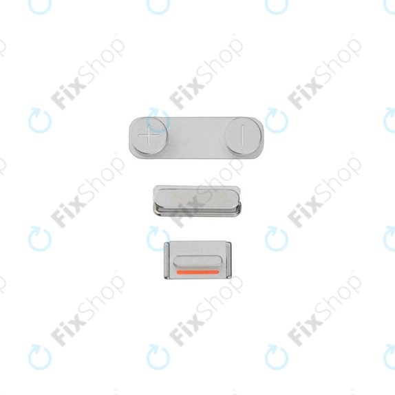 Apple iPhone 5S - Set Tlačítek Hlasitosti + Zapínání + Tichého Režimu (Silver)
