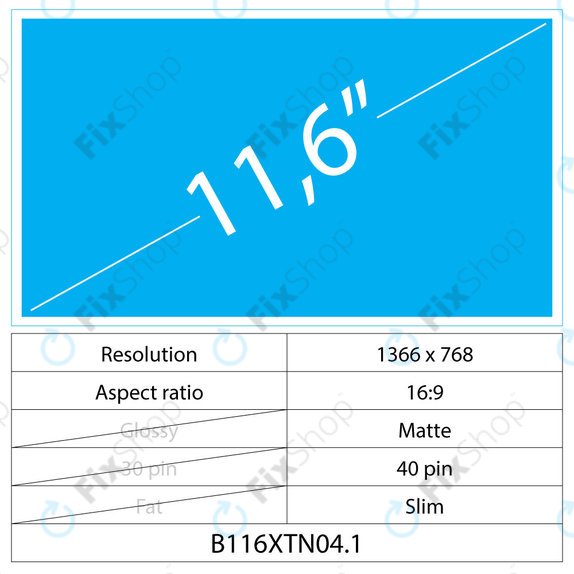 11.6 LCD Slim Matný 40 pin HD
