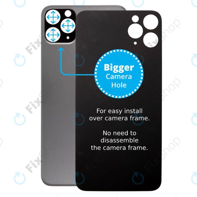Apple iPhone 11 Pro Max - Sklo Zadního Housingu se Zvětšeným Otvorem na Kameru (Space Gray)