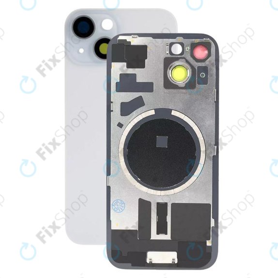 Apple iPhone 15 - Sklo Zadního Housingu + Sklíčko Kamery + Kovová Destička + Magsafe Magnet (Blue)