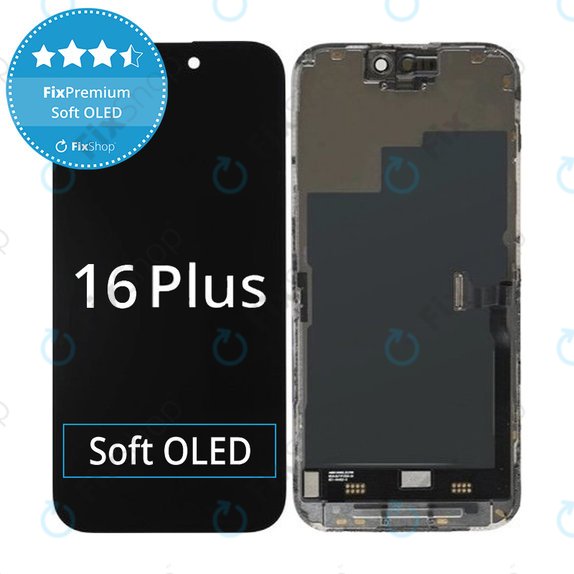 Displej Soft OLED pro iPhone 16 Plus - Dotykové sklo + Rám, DIAGNOSTIC