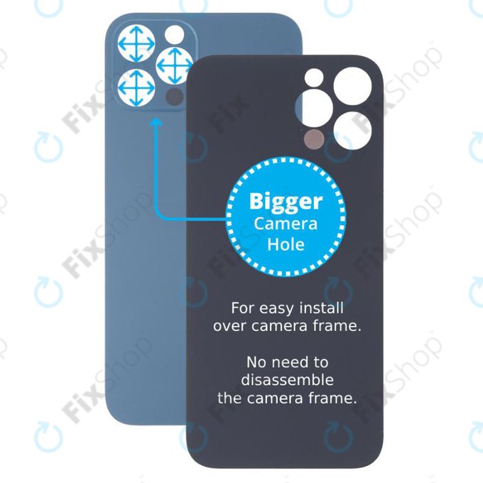 Apple iPhone 13 Pro Max - Sklo Zadního Housingu se Zvětšeným Otvorem na Kameru (Blue)