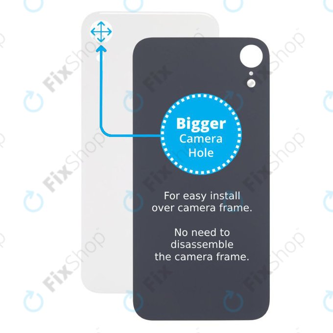 Apple iPhone XR - Sklo Zadního Housingu se Zvětšeným Otvorem na Kameru (White)