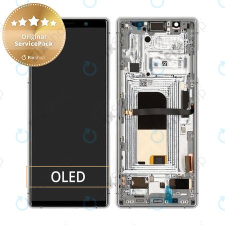 Sony Xperia 5 - LCD Displej + Dotykové Sklo + Rám (Grey) - 1319-9455 Genuine Service Pack