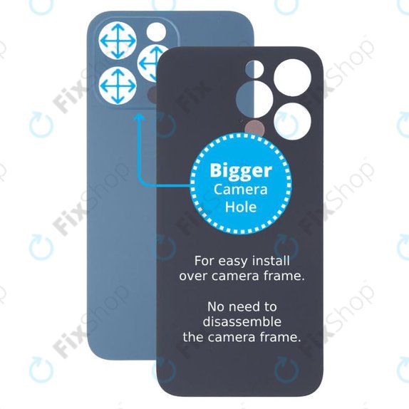 Apple iPhone 13 Pro - Sklo Zadního Housingu se Zvětšeným Otvorem na Kameru (Blue)