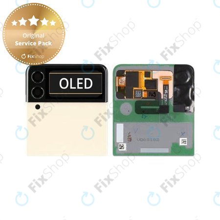 Samsung Galaxy Z Flip 3 F711B - LCD Displej + Dotykové Sklo + Rám (Vnější) (Cream) - GH97-26773B Genuine Service Pack