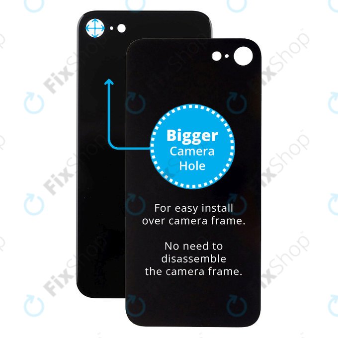 Apple iPhone SE (3rd Gen 2022) - Sklo Zadního Housingu se Zvětšeným Otvorem na Kameru (Midnight)