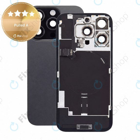 Sklo zadního housingu pro iPhone 16 Pro, Black Titanium, Pulled A