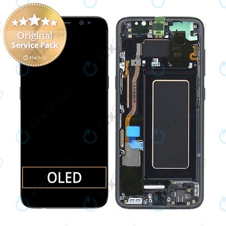 Samsung Galaxy S8 G950F - LCD Displej + Dotykové Sklo + Rám (Midnight Black) - GH97-20457A, GH97-20473A, GH97-20458A, GH97-20629A Genuine Service Pack