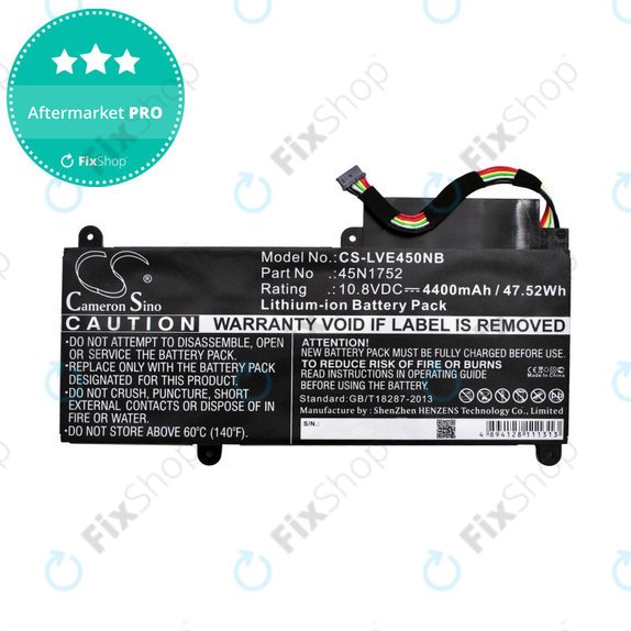 Baterie pro Lenovo ThinkPad E450, E455, E460, E465, T470p, ThinkPad Edge E450 i7, 4400mAh, Li-Ion, 10.8V, 45N1752, HQ