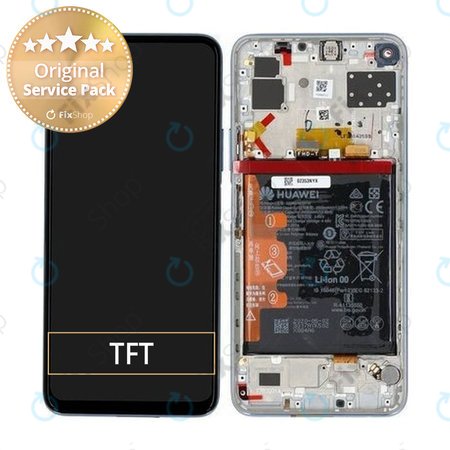 Huawei P40 Lite 5G - LCD Displej + Dotykové Sklo + Rám + Baterie (Space Silver) - 02353SUQ Genuine Service Pack