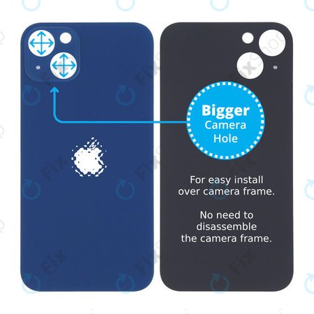 Apple iPhone 13 - Sklo Zadního Housingu se Zvětšeným Otvorem na Kameru (Blue)