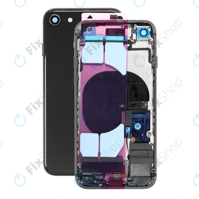 Apple iPhone SE (2nd Gen 2020) - Zadní Housing s Malými Díly (Black)