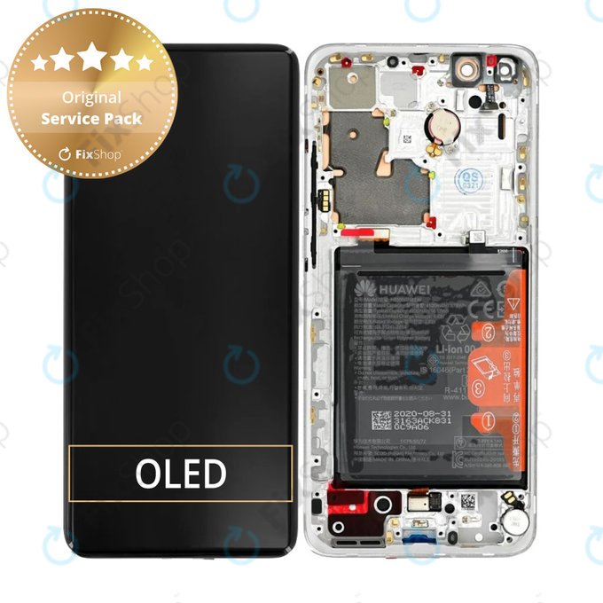 Huawei P40 Pro Plus - LCD Displej + Dotykové Sklo + Rám + Baterie (White Ceramic) - 02353RBJ Genuine Service Pack