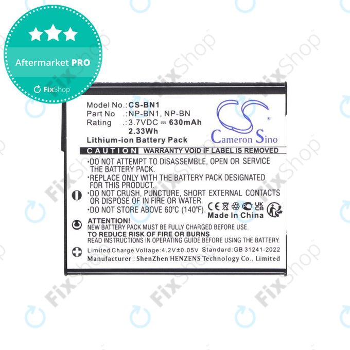 Baterie pro Sony Cyber-Shot DSC-TX20, TX9, 630mAh, Li-Ion, 3.7V, NP-BN1, HQ